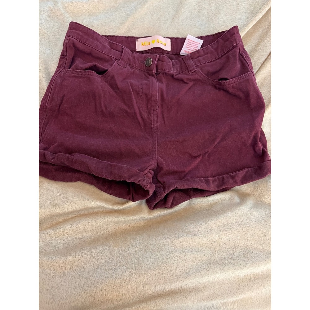 Mila Rose Women's Burgundy Cuffed Chino Shorts Size 16 Wine Red Cotton Stretch